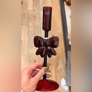 Cupcakes & Cashmere Dark Red/Maroon Glass candle holder Decor NEW